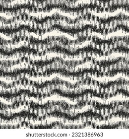 Monochrome Ikat Textured Wavy Pattern