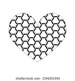 Monochrome illustration of abstract heart in sketch style. Hand drawings in art ink style. Black and white graphics.
