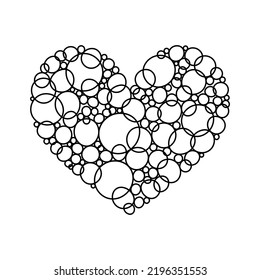 Monochrome illustration of abstract heart in sketch style. Hand drawings in art ink style. Black and white graphics.
