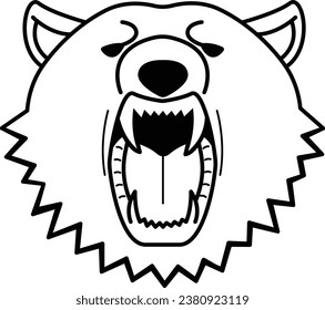 Monochrome illustration of a bear threatening with its mouth open