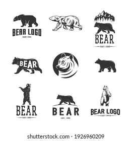 Monochrome illustration with a Bears logos on a white background.