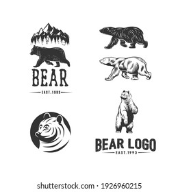 Ilustración monocroma con los logotipos Bears en un fondo blanco.