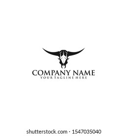 Monochrome illustration of Bull Skull isolated, logo design inspiration