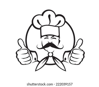 monochrome illustration of a chef