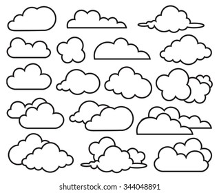 monochrome illustration of clouds collection