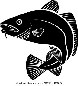 monochrome illustration of cod fish