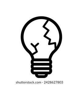 monochrome illustration of a cracked light bulb.