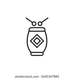 Ilustração Monocromática De Djembe Tambor E Drumsticks Estilo Contorno