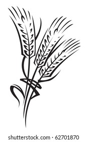 monochrome illustration of ears of wheat