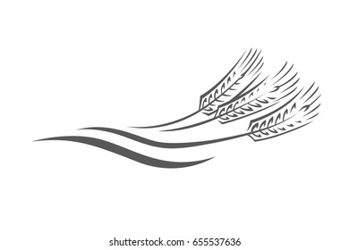 monochrome illustration of ears of wheat logo