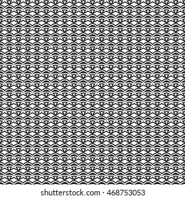 Monochrome illustration.  Endless abstract backdrop.  Geometric  seamless decor.  Modern repeating pattern.  Black and white texture. 
