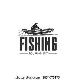 Monochrome illustration with a fishing logo for design on a fishing theme.