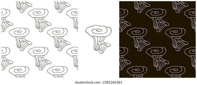 Monochrome Illustration in hand draw style. Set Seamless pattern and print. Can be used for fabric, packaging, wrapping paper and etc