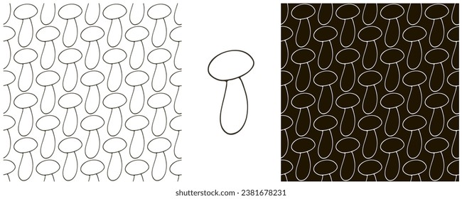 Monochrome Illustration in hand draw style. Set Seamless pattern and print. Can be used for fabric, packaging, wrapping paper and etc