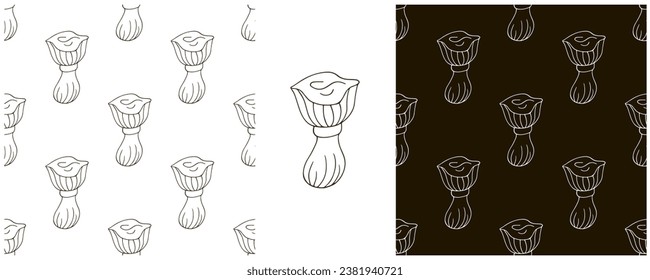 Monochrome Illustration in hand draw style. Set Seamless pattern and print. Can be used for fabric, packaging, wrapping paper and etc