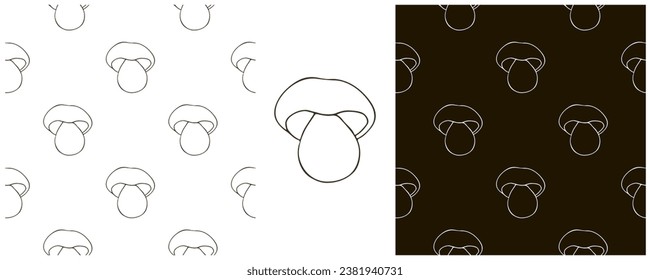 Monochrome Illustration in hand draw style. Set Seamless pattern and print. Can be used for fabric, packaging, wrapping paper and etc