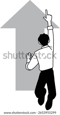 Monochrome illustration of a man jumping up