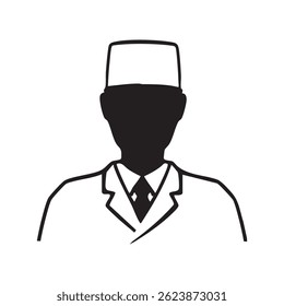 monochrome illustration of a man working in a Japanese restaurant -black	