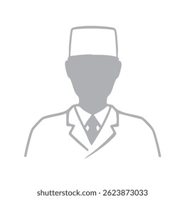 monochrome illustration of a man working in a Japanese restaurant -gray