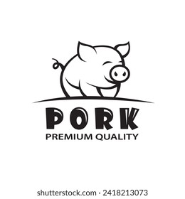 monochrome illustration of pig isolated on white background