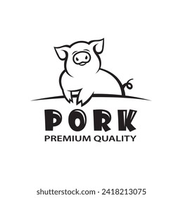 monochrome illustration of pig isolated on white background