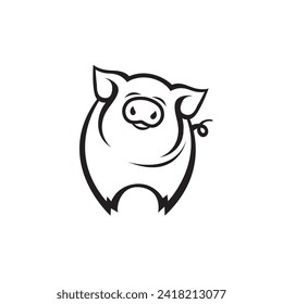 monochrome illustration of pig isolated on white background