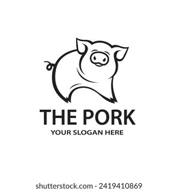 monochrome illustration of pig isolated on white background
