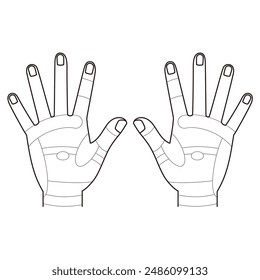 ilustración monocroma del área refleja del dorso de la mano