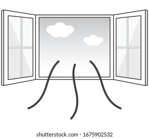 Monochrome illustration of room ventilation