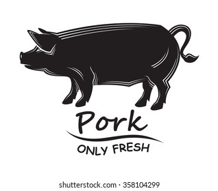 monochrome illustration with silhouette of the pig