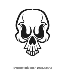 Monochrome illustration of skull. On white background