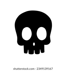 Monochrome illustration of skull. On white background