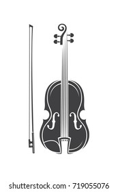 monochrome illustration of violin with bow