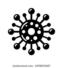 monochrome illustration of virus, bacteria icon on a white background