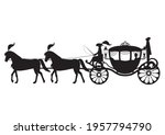 Monochrome illustration of a Western-style carriage 