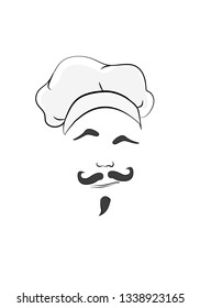 Monochrome illustration of whiskered chef and mimic