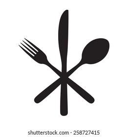 monochrome illustrations set of knife, fork and spoon