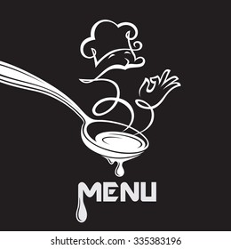 monochrome illustrations of spoon and steam