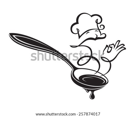 monochrome illustrations of spoon and steam