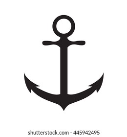 Monochrome image of anchor isolated on white background. Art vector illustration.