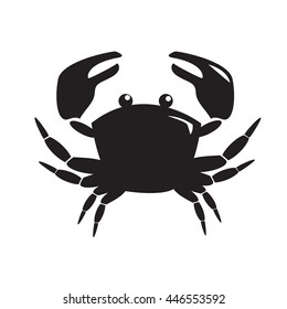 Monochrome image of crab isolated on white background. Art vector illustration