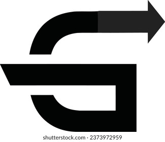A monochrome image of the letter "G" with a left arrow is ideal for use in graphic design projects involving typography, logo creation, or directional signage.