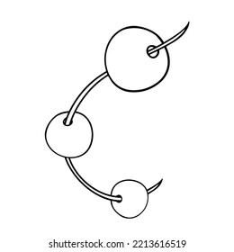 Monochrome image, round beads on a string, needlework collection, vector illustration in cartoon style on a white background