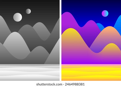 Monochrome image in shades of gray is converting to color image, concept of colorizing of black and white picture using artificial intelligence and special software, digital art and modern technology