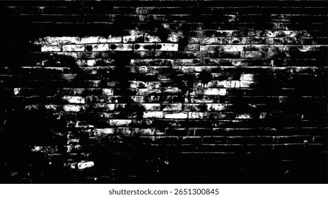 uma imagem monocromática mostrando uma parede de tijolo com alto contraste, sombras escuras e textura de realces claros.
