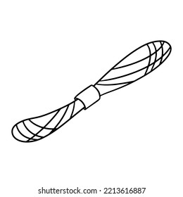 Monochrome image, a skein of embroidery thread, vector illustration in cartoon style on a white background