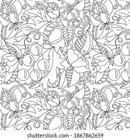 Monochrome image. Template for greeting card, invitation, diploma, textile. Vector illustration in retro style