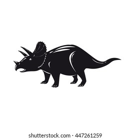 Monochrome image of triceratops isolated on white background. Art vector illustration.