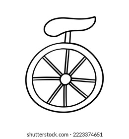 Monochrome image, unicycle for performing tricks, vector illustration in cartoon style on a white background