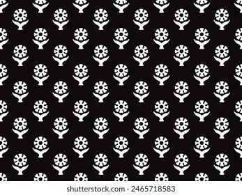 MONOCHROME INDIAN PERIWINKLE TRADITIONAL BLOCK PRINT DESIGN AJRAKH PRINTS BATIK PRINTS SANGANER JAIPUR SEAMLESS PATTERNS 